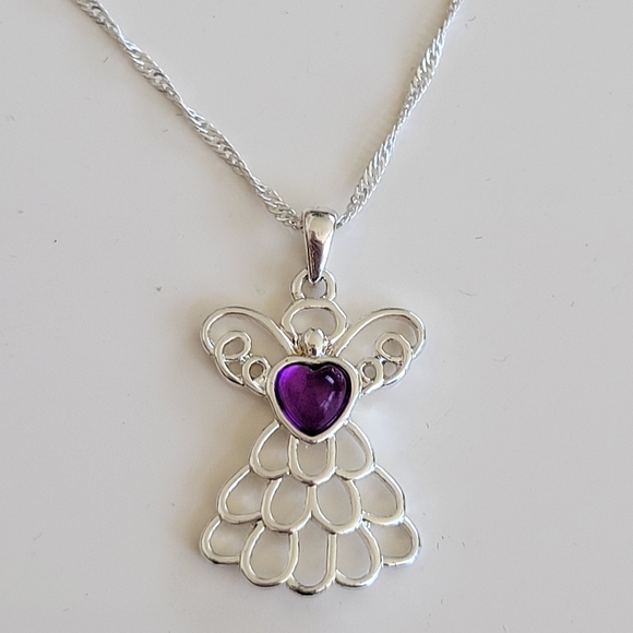 Avon | Mary February Birthstone Angel Necklace Amethyst Color - Picture 5 of 8